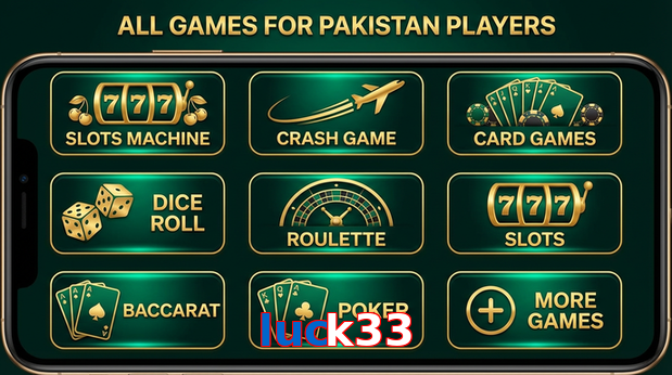 Main screen of Luck33 games page for PK players